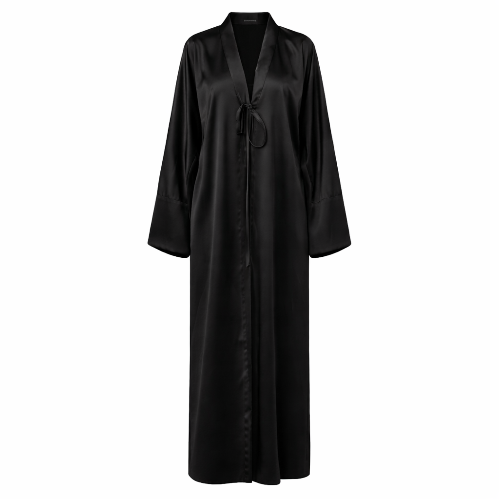 Maya Satin Open Abaya – Black
