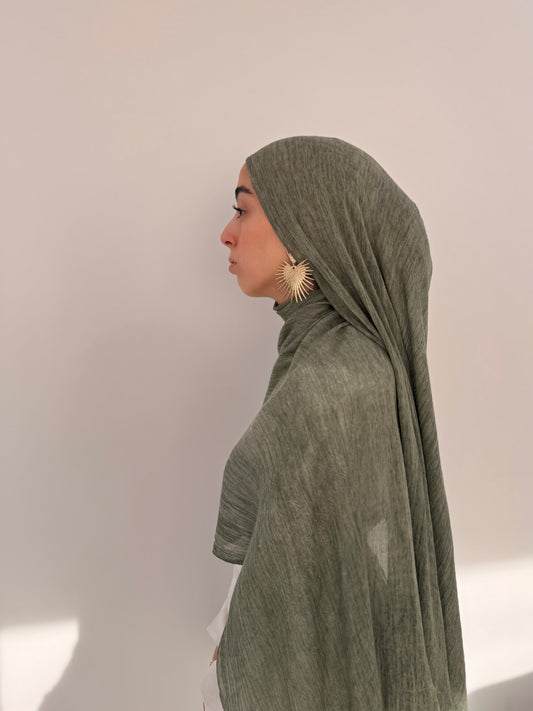 Crinkle Rayon Hijab — Sage ريحان (Rayḥān)