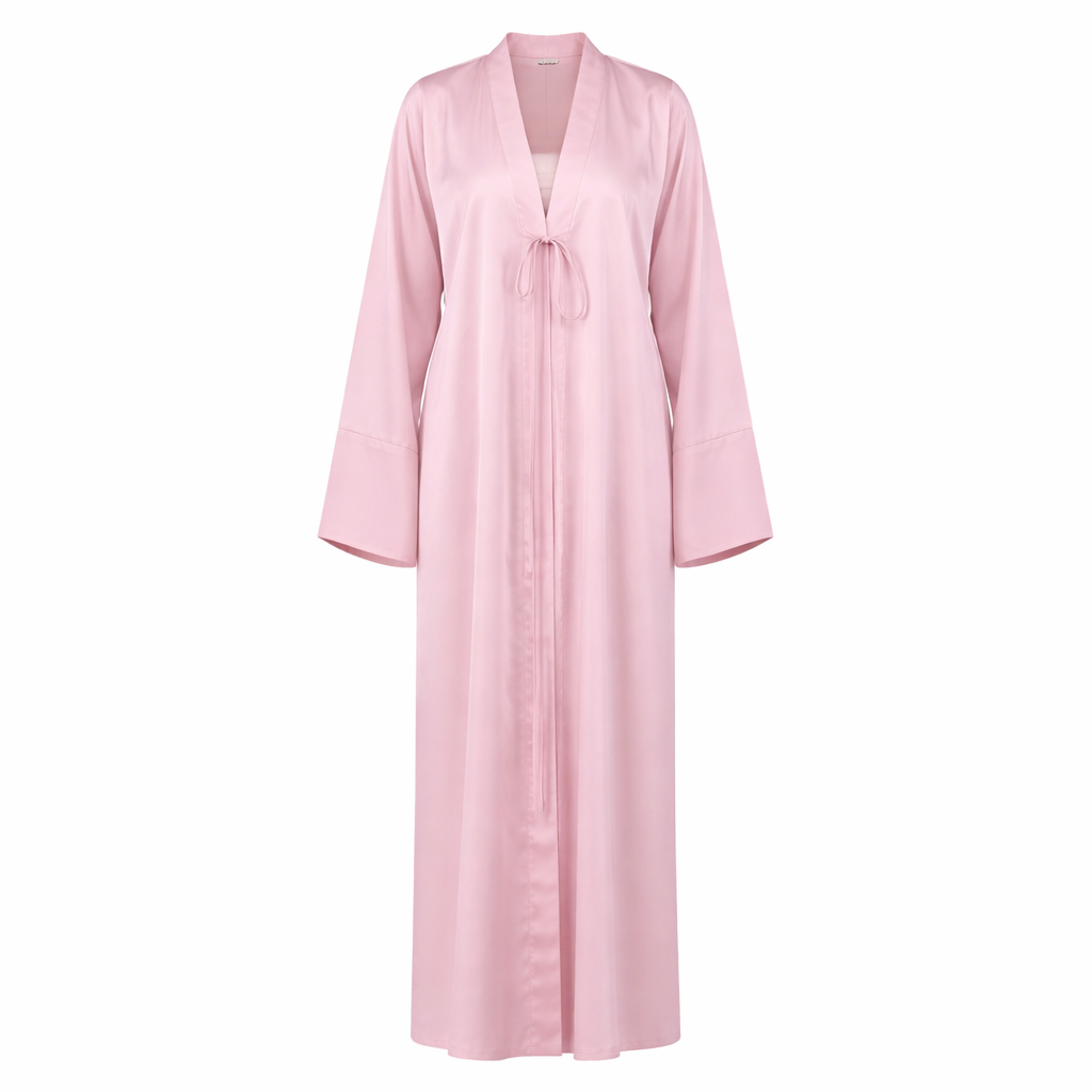 Maya Satin Open Abaya – Blush Pink