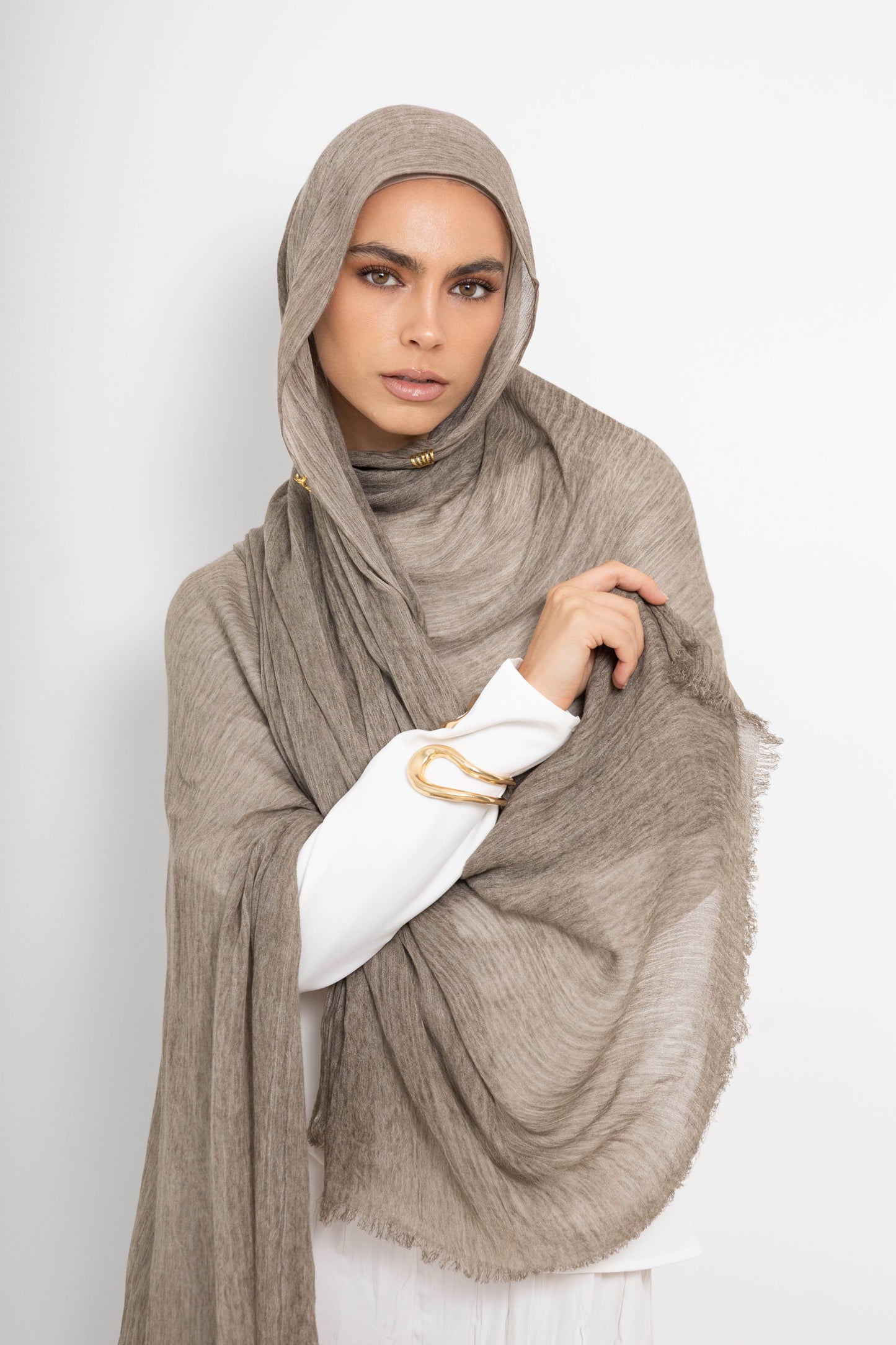 Crinkle Rayon Hijab — Khaki جيشي (Jayshi)