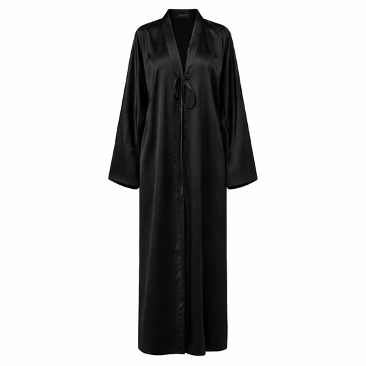 Maya Satin Open Abaya – Black