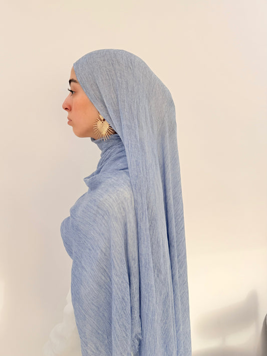 Crinkle Rayon Hijab — Sky Blue سماوي (Samāwi)