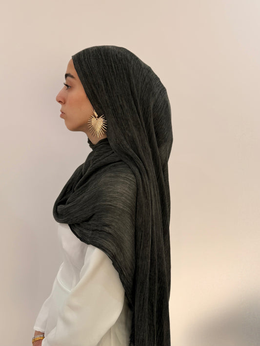 Crinkle Rayon Hijab- Midnight (Layl) — لَيل