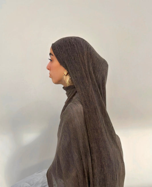 Crinkle Rayon Hijab- Brown Bunni — بُنّي