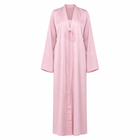 Maya Satin Open Abaya – Blush Pink