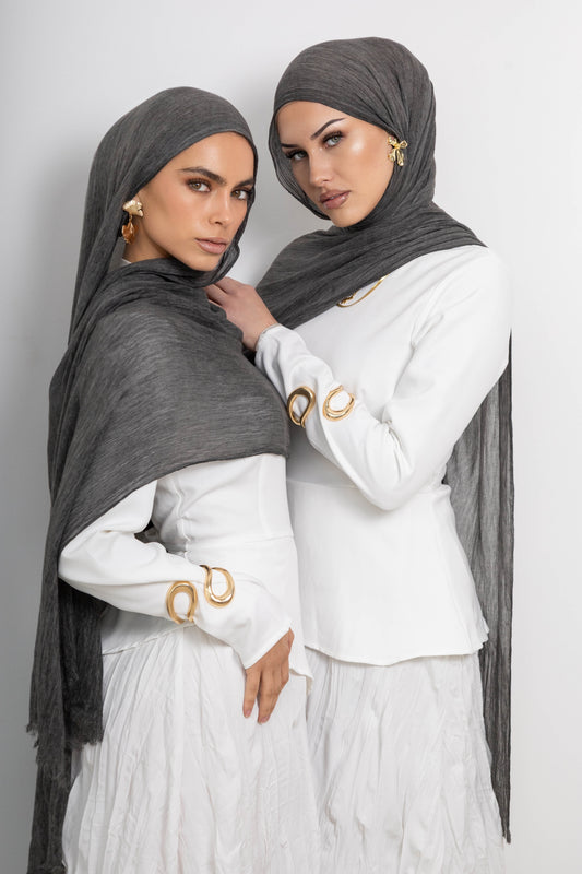 Crinkle Rayon Hijab — Charcoal ‏فحم (Faḥm)