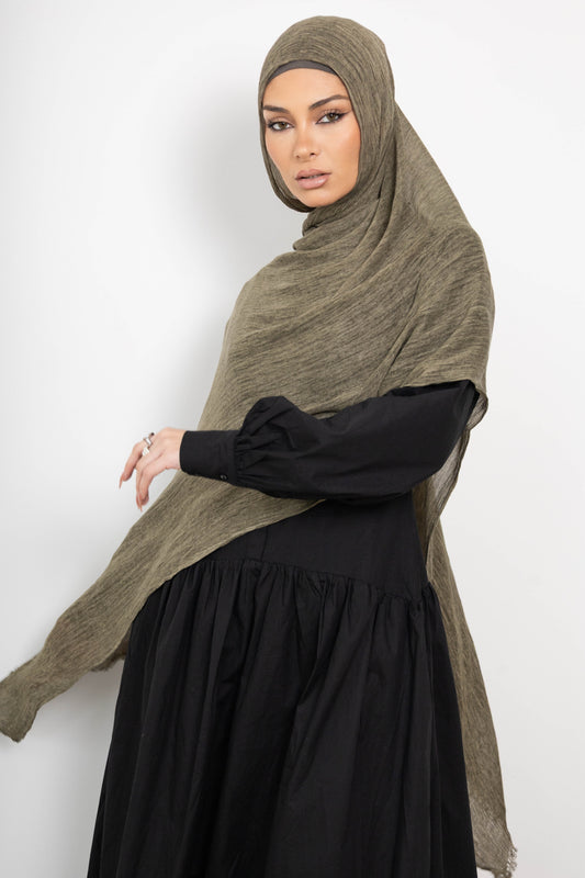Crinkle Rayon Hijab — Olive ‏زيتون (Zaytūn)