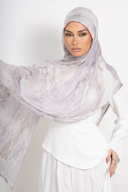 Printed Hijab — Rose Marble ‏رخام وردي (Rukhām Wardī)