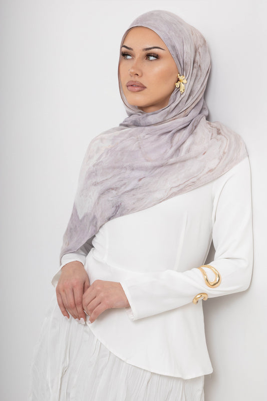 Printed Hijab — Rose Marble ‏رخام وردي (Rukhām Wardī)