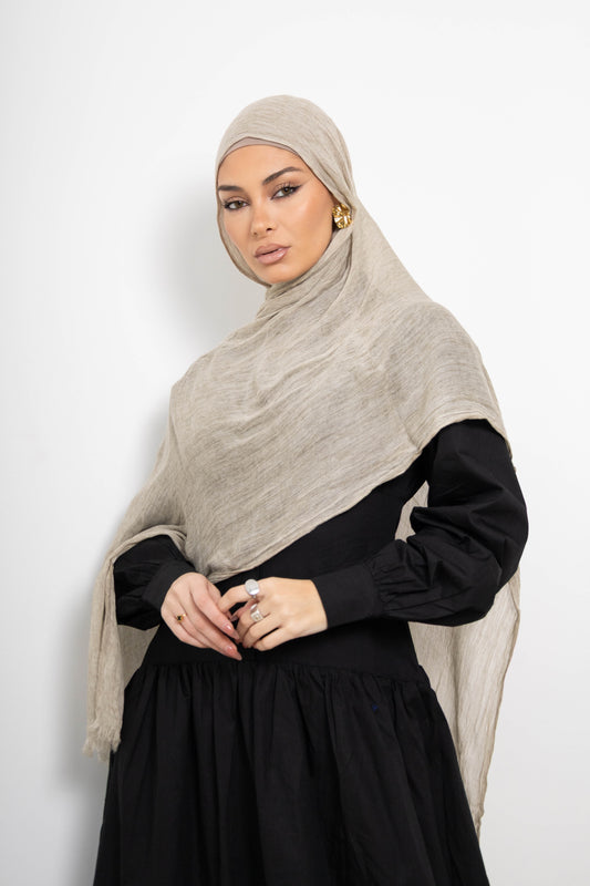 Crinkle Rayon Hijab — Sand ‏رمال (Rimāl)