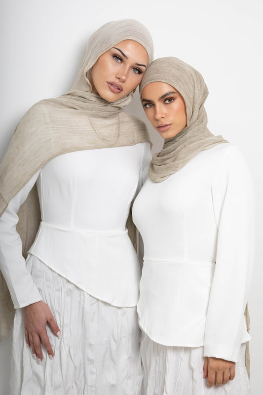 Crinkle Rayon Hijab — Sand ‏رمال (Rimāl)
